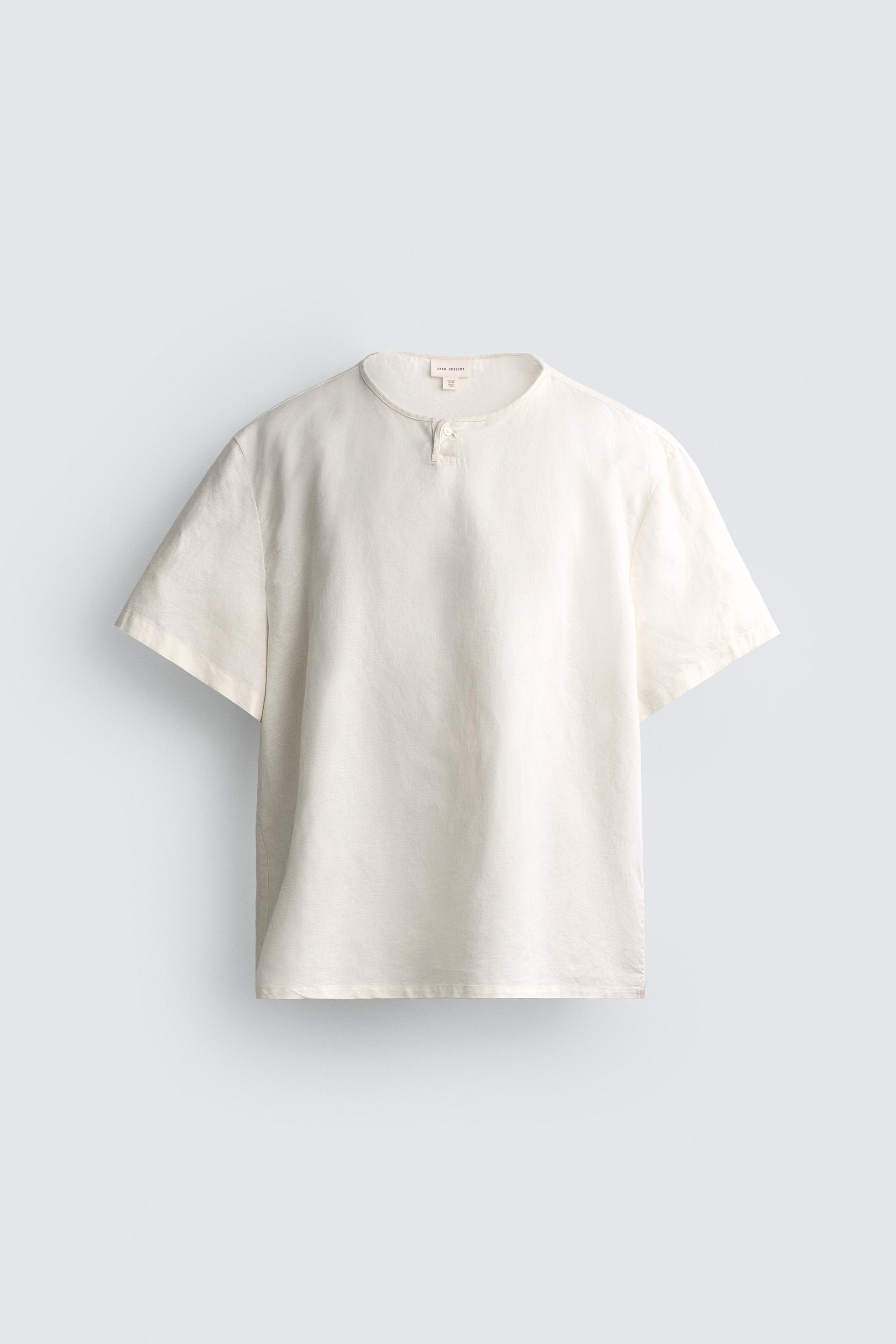CHEMISE À COL TUNISIEN EN CHANVRE ET COTON